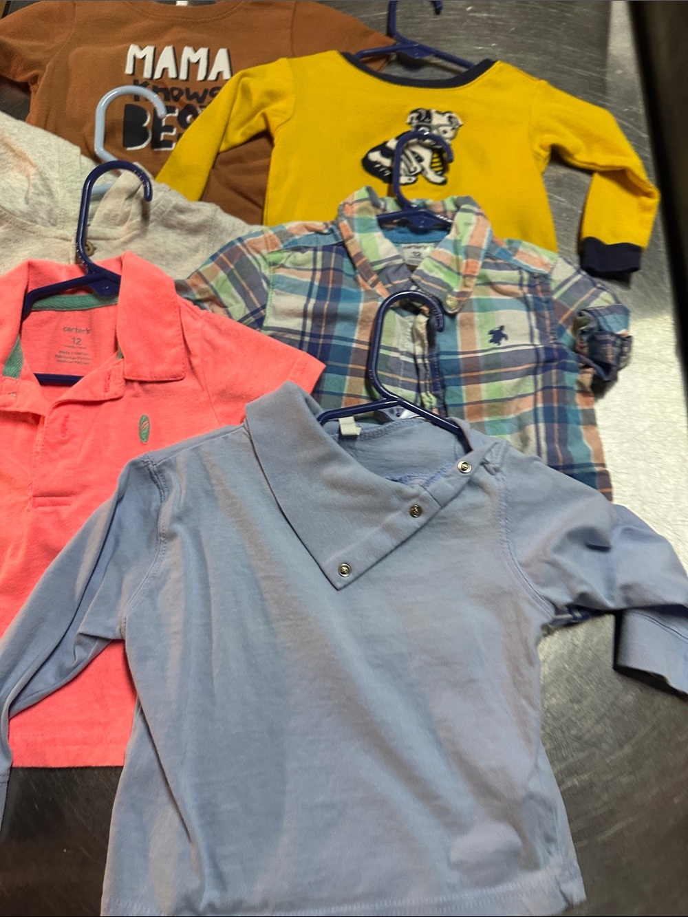 Carter's Light Blue Long-Sleeve Snap Collar Top